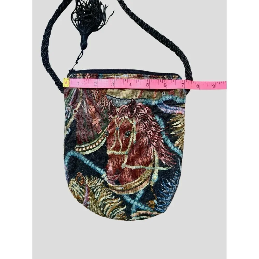 Vintage Dancing Cat Horse Tapestry Cross Body Bag